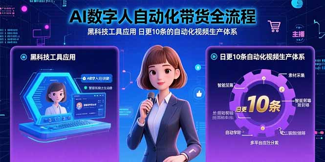 AI数字人自动化带货全流程：黑科技工具应用 日更10条的自动化视频生产体系-巴叔叔资源网