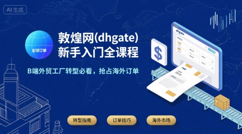 敦煌网(dhgate)新手入门全课程，B端外贸工厂转型必看，抢占海外订单-巴叔叔资源网