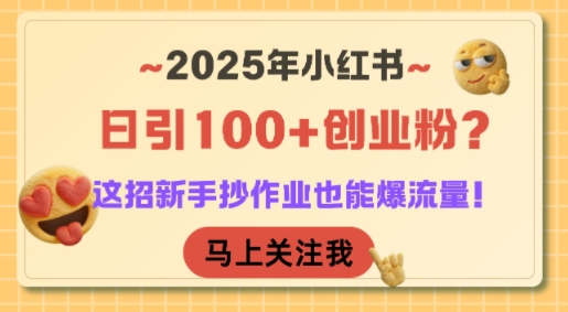 2025年小红书日引100+创业粉？这招新手抄作业也能爆流量！-巴叔叔资源网
