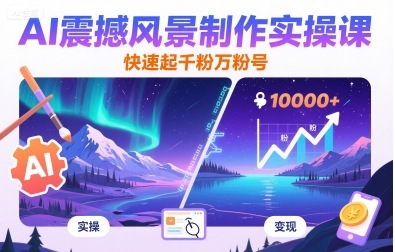 AI震撼风景制作实操课，快速起千粉万粉号-巴叔叔资源网