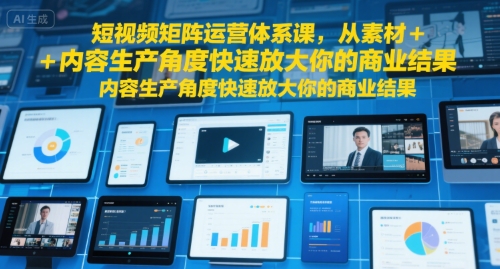 短视频矩阵运营体系课，从素材+内容生产角度快速放大你的商业结果-巴叔叔资源网