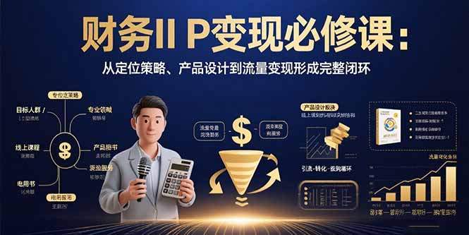财务IP变现必修课：从定位策略、产品设计到流量变现形成完整闭环-巴叔叔资源网