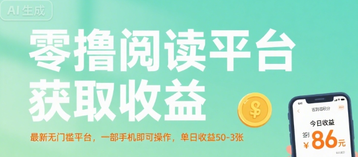 零撸阅读平台获取收益，最新无门槛平台，一部手机即可操作，单日收益50-3张【揭秘】-巴叔叔资源网