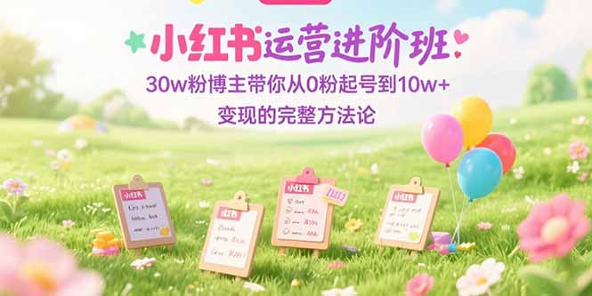 小红书运营进阶班：30w粉博主带你从0粉起号到10w+变现的完整方法论-巴叔叔资源网
