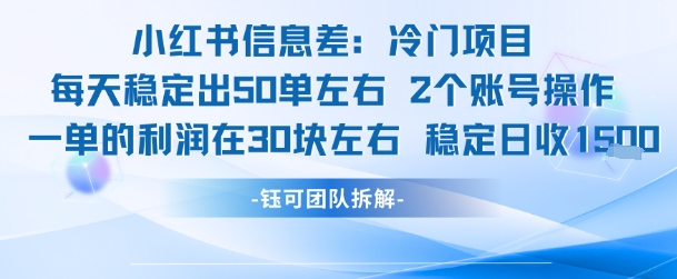 小红书信息差冷门项目一单利润30块每天稳定1.5k左右2个账号操作-巴叔叔资源网