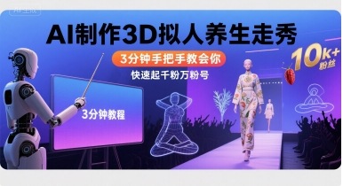 Ai制作3D拟人养生走秀，3分钟手把手教会你，快速起千粉万粉号-巴叔叔资源网