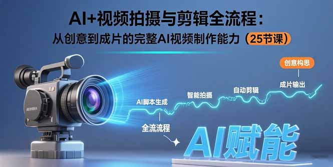 AI+视频拍摄与剪辑全流程：从创意到成片的完整AI视频制作能力(25节课-巴叔叔资源网