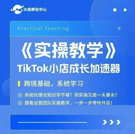 大卖家孵化中心TikTok实操课，TikTok小店成长加速器，跨境基础系统学习，一步一步带你开店-巴叔叔资源网