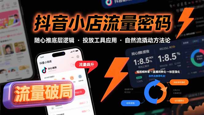 抖音小店流量密码，随心推底层逻辑，投放工具应用，自然流撬动核心方法论-巴叔叔资源网