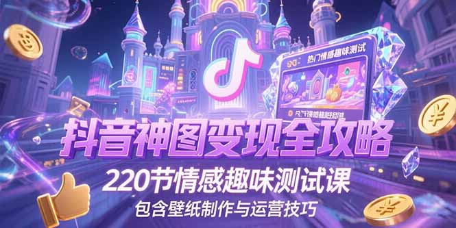 抖音神图变现全攻略，220节情感趣味测试课，包含壁纸制作与运营技巧-巴叔叔资源网