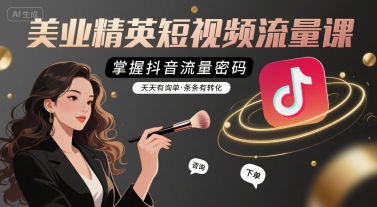 美业精英短视频流量课，掌握抖音流量密码，天天有询单，条条有转化-巴叔叔资源网
