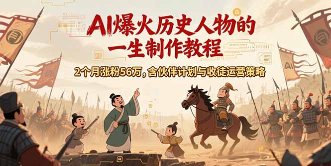AI历史人物赛道课程，2个月涨粉56万，含伙伴计划与收徒运营策略-巴叔叔资源网