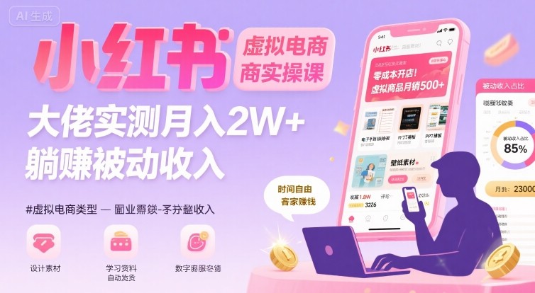 小红书虚拟电商，大佬实测月入2W+，实现被动收入-巴叔叔资源网