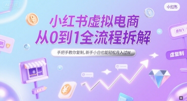 小红书虚拟电商从0到1全流程拆解，手把手教你复制，新手小白也能轻松月入过W-巴叔叔资源网