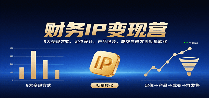 财务IP变现营：9大变现方式、定位设计、产品包装，成交与群发售批量转化-巴叔叔资源网