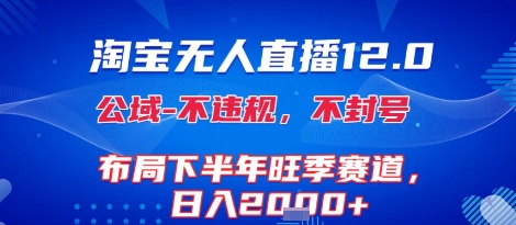 淘宝无人直播12.0，不封号，不违规，布局下半年旺季赛道，日入1k+(独家技术)【揭秘】-巴叔叔资源网
