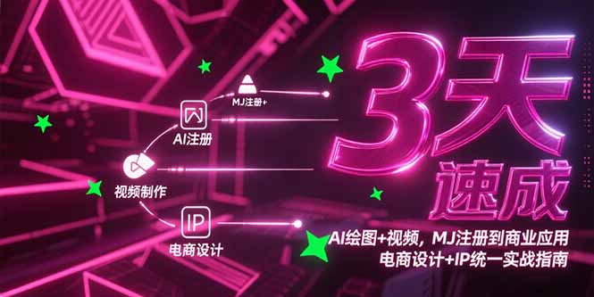 3天速成AI绘图+视频，MJ注册到商业应用，电商设计+IP统一实战指南-巴叔叔资源网
