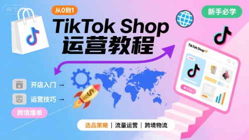 TikTok Shop从0到1运营教程，TikTok跨境电商新手必学课程-巴叔叔资源网
