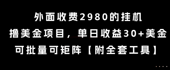 外面收费2980的挂G撸美金项目，单日收益30+美金，可批量可矩阵【揭秘】-巴叔叔资源网