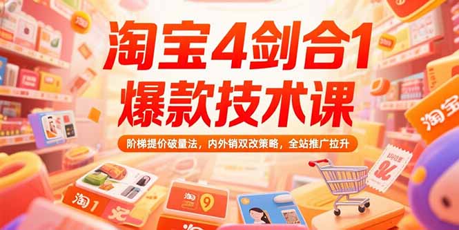 淘宝4剑合1爆款技术课73期：阶梯提价破量法，内外销双改策略 全站推广拉升-巴叔叔资源网