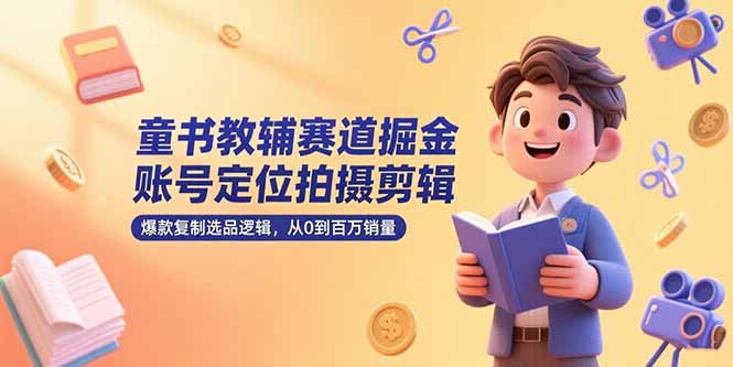 童书教辅赛道掘金，账号定位拍摄剪辑，爆款复制选品逻辑，从0到百万销量-巴叔叔资源网