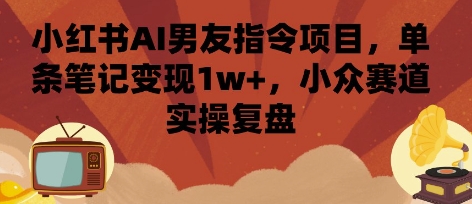小红书AI男友指令项目，单条笔记变现1w+，小众赛道实操复盘-巴叔叔资源网