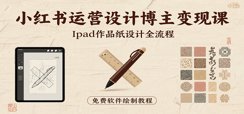 小红书运营设计博主变现课：iPad 上手作品纸设计，含全流程及细节技巧，避坑少绕路-巴叔叔资源网