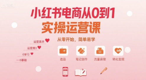小红书电商从0到1实操运营课，从零开始，简单易学-巴叔叔资源网