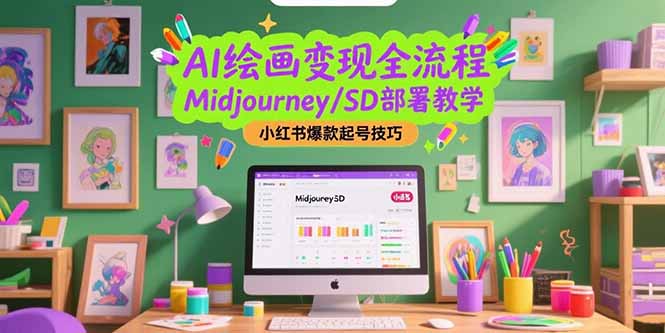 AI绘画变现全流程，Midjourney/SD部署教学，小红书爆款起号技巧-巴叔叔资源网