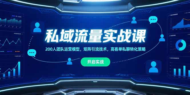 私域流量实战课，200人团队运营模型，矩阵引流技术，高客单私聊转化策略-巴叔叔资源网