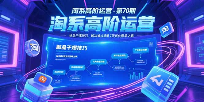 淘系高阶运营-第70期，标品干爆技巧，解决难点策略，大佬操盘方法-巴叔叔资源网