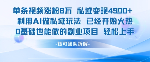 单条视频私域变现4.9k+利用AI做私域玩法 已经开始火热0基础也能做的副业项目轻松上手-巴叔叔资源网