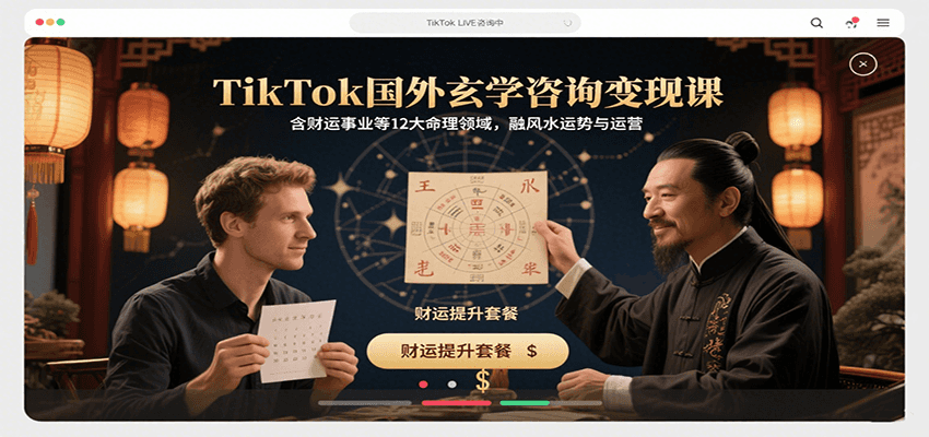 TikTok国外玄学咨询变现课，含财运事业等12大命理领域，融风水运势与运营-巴叔叔资源网