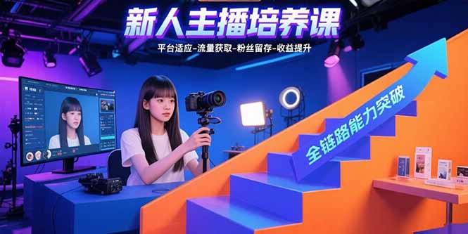 新人主播培养课：平台适应-流量获取-粉丝留存-收益提升 全链路能力突破-巴叔叔资源网