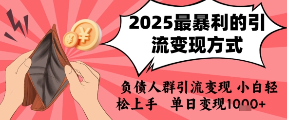 2025年最暴利的引流变现方式，负债人群引流变现，小白轻松上手，日入1k-巴叔叔资源网