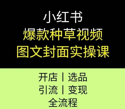 小红书爆款种草视频图文封面实操课，开店、选品、引流、变现全流程-巴叔叔资源网