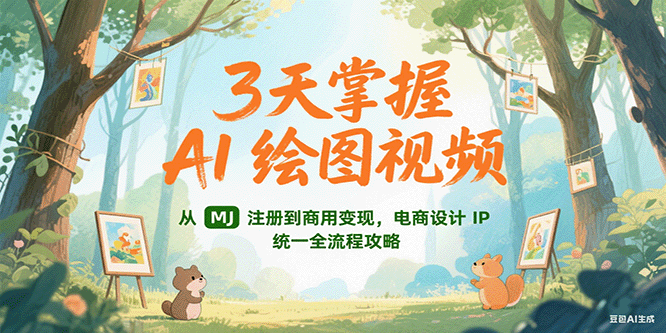 3天掌握AI绘图视频，从MJ 注册到商用变现，电商设计IP统一全流程攻略-巴叔叔资源网