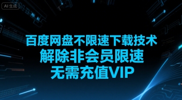 百度网盘不限速下载技术，解除非会员限速，无需充值VIP-巴叔叔资源网