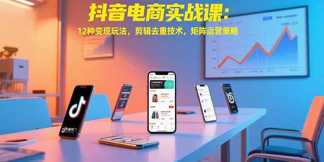 抖音电商实战课：12种变现玩法，剪辑去重技术，矩阵运营策略-巴叔叔资源网