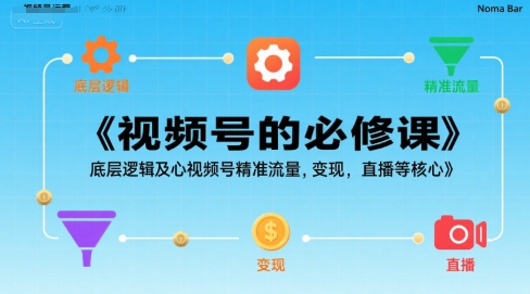 视频号的必修课，视频号的底层逻辑及核心视频号精准流量，变现，直播等核心-巴叔叔资源网