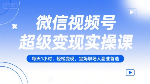 微信视频号超级变现实操课，每天1小时，轻松变现，宝妈职场人副业首选-巴叔叔资源网