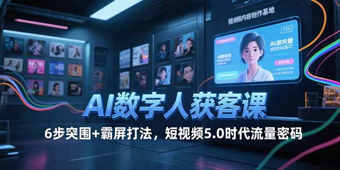 AI数字人获客课，6步突围+霸屏打法，短视频5.0时代流量密码-巴叔叔资源网