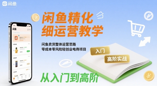 闲鱼精细化运营入门+高阶实战教学，闲鱼卖货整体运营思路，零成本零风险轻创业电商项目-巴叔叔资源网