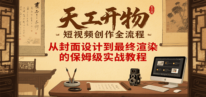 天工开物短视频创作全流程，从封面设计到最终渲染的保姆级实战教程-巴叔叔资源网