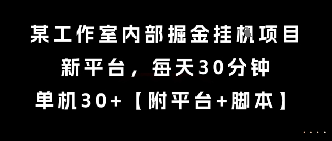 某工作室内部掘金挂G项目，新平台，每天30分钟，单机30+【揭秘】-巴叔叔资源网