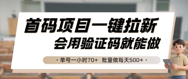 首码项目一键拉新，会用验证码就能做 单号一小时70+，批量做每天5张【揭秘】-巴叔叔资源网