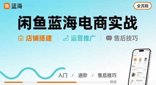 闲鱼蓝海电商实战，店铺搭建运营售后全流程-巴叔叔资源网