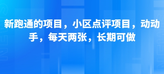 新跑通的项目，小区点评项目，动动手，每天两张，长期可做-巴叔叔资源网