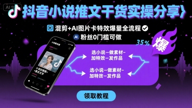 抖音小说推文干货实操分享，混剪+AI图片卡特效爆量全流程，0粉丝0门槛可做-巴叔叔资源网