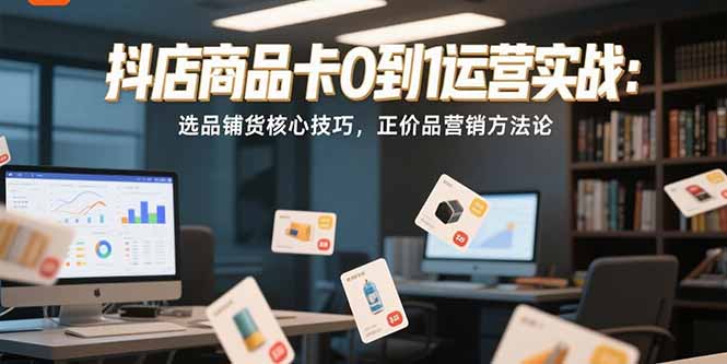 抖店商品卡0到1运营实战：选品铺货核心技巧，正价品营销方法论-巴叔叔资源网